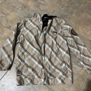 Split Kids Plaid Jacket - Brown and White